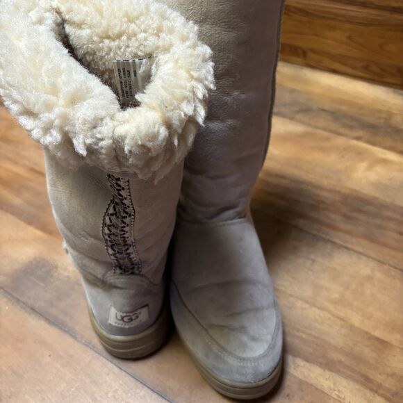 Vintage Ugg Tasman Braid Shearling Boots Women's 9 Ultra Tall New Zealand - Picture 4 of 16
